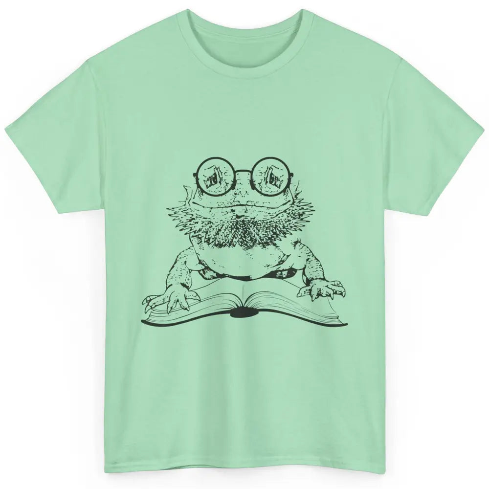 Bearded Dragon Glasses Reading Books Bookworm Funny Animal Classic Unisex T-Shirt