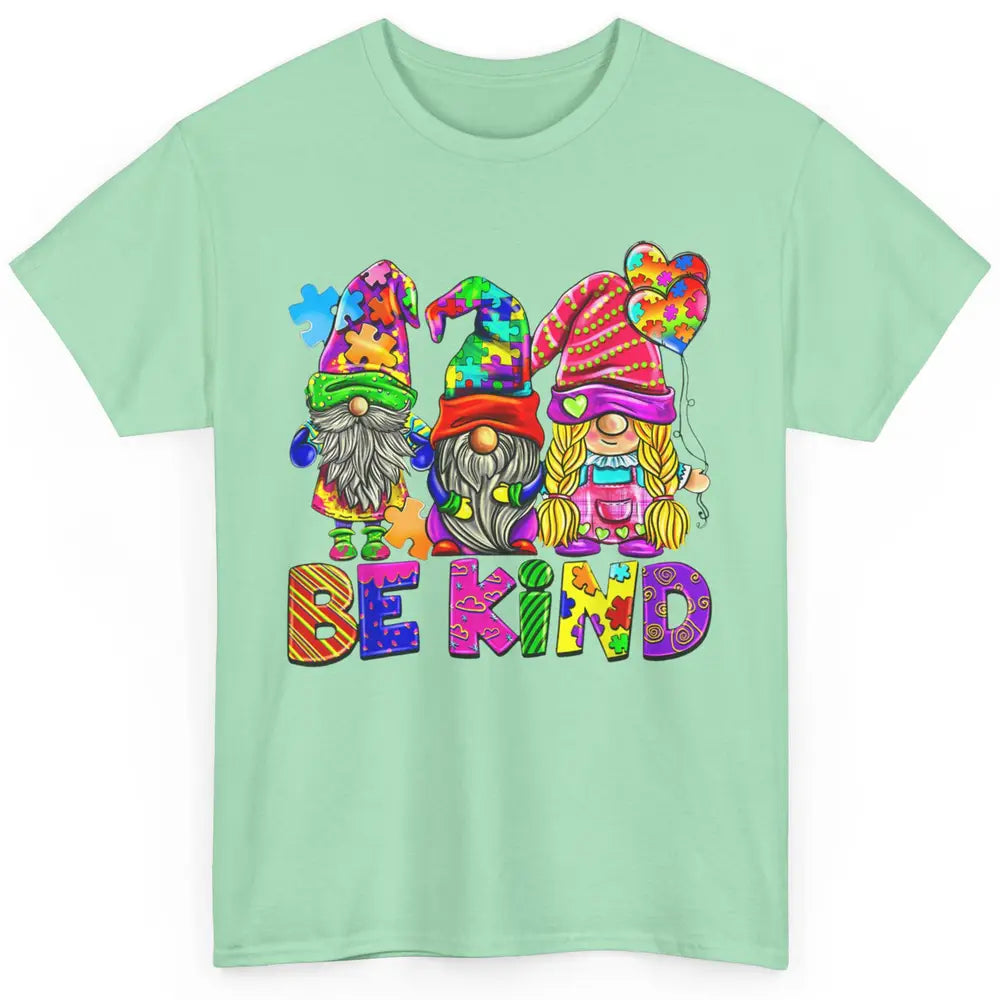 Be Kind Gnome Autism Awareness Month Autistic Jigsaw Puzzle Classic Unisex T-Shirt