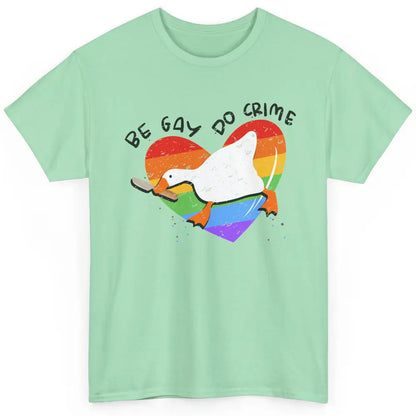 Vintage Duck Rainbow Be Gay Do Crime LGBTQ Community Rights Classic Unisex T-Shirt