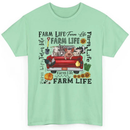 Sunflower Western Farm Life Animals Vegan Cow Pig Rooster Classic Unisex T-Shirt