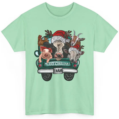 Heifer Merry Christmas Truck Pig Goat Farm Animals Christmas Classic Unisex T-Shirt