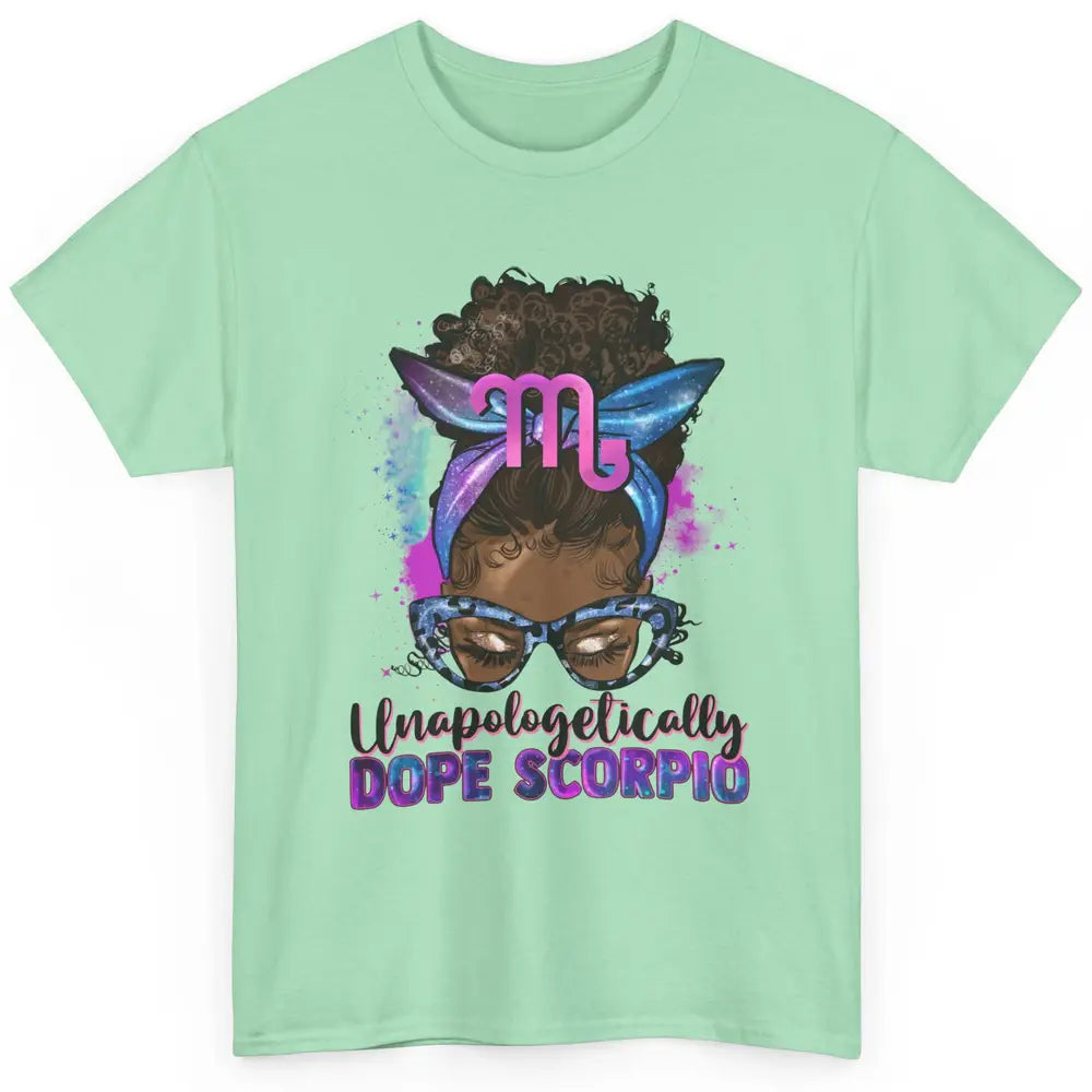 Unapologetically Dope Scorpio Zodiac Leopard Afro Messy Bun Classic Unisex T-Shirt