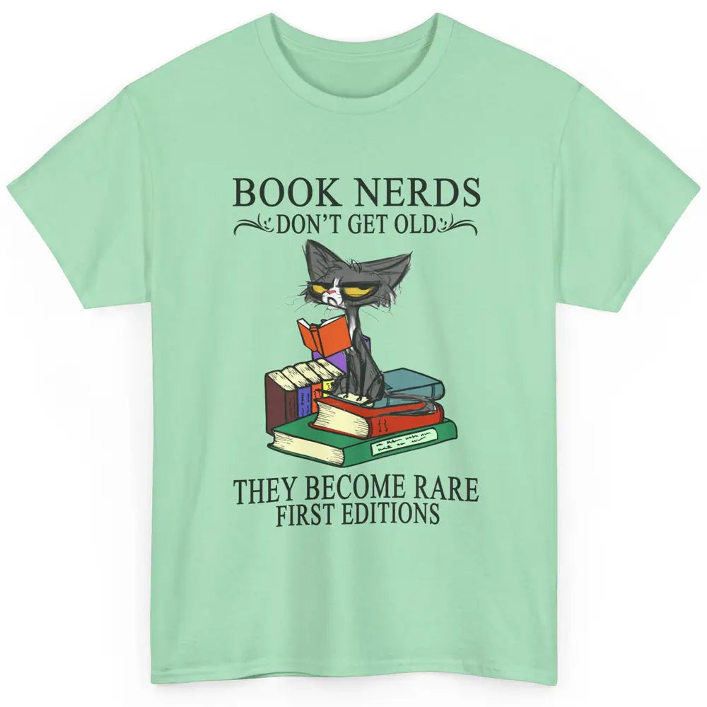 Cat Book Nerds Don't Get Old They Become Rare Reading Lovers Classic Unisex T-Shirt