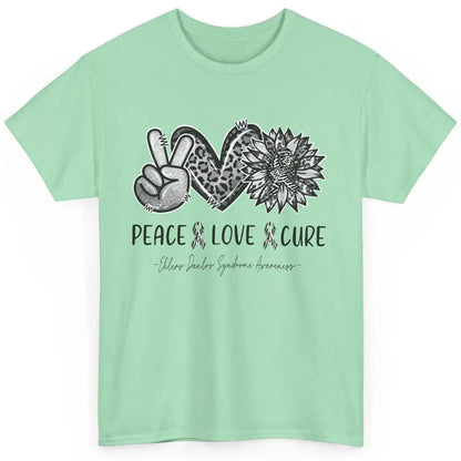 Ehlers Danlos Syndrome EDS Peace Love Cure Leopard Sunflower Classic Unisex T-Shirt