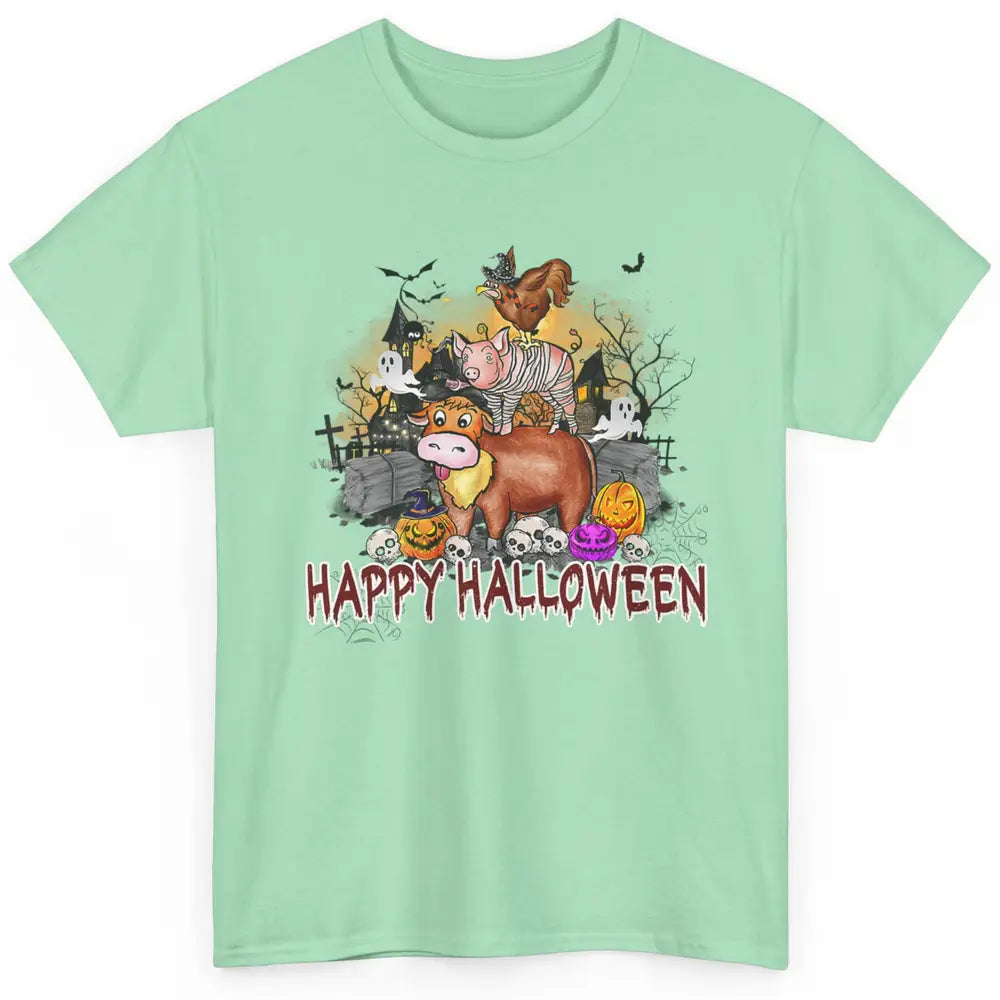 Farm Animal Haunted House Farming Halloween Spooky Season Classic Unisex T-Shirt