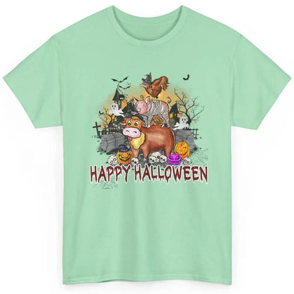 Farm Animal Haunted House Farming Halloween Spooky Season Classic Unisex T-Shirt