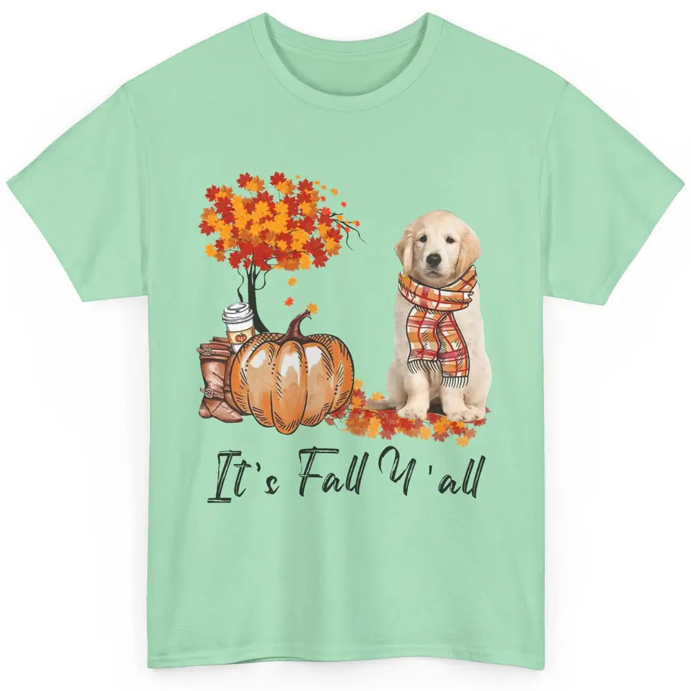 Golden Retriever Pumpkin Happy Fall Yall Autumn Thanksgiving Classic Unisex T-Shirt