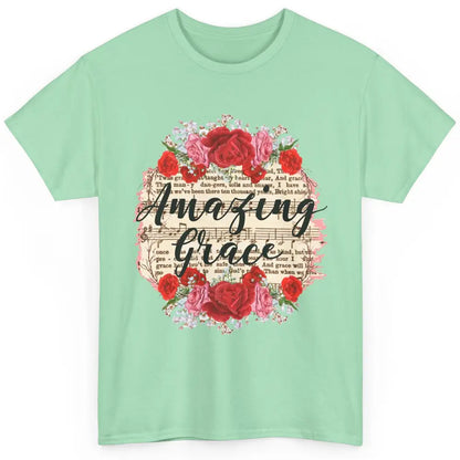 Floral Amazing Grace Jesus Lovers Christian Religious Gift Classic Unisex T-Shirt