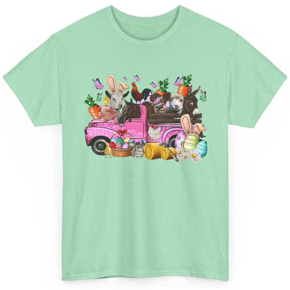 Easter Farm Truck With Easter Eggs Basket Animal Bunny Ears Classic Unisex T-Shirt