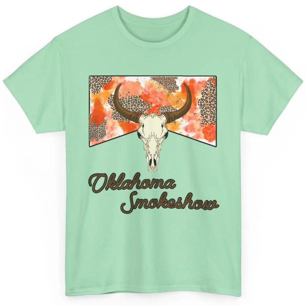 Boho Bull Skull Cow Print Oklahoma Smokeshow Western Country Classic Unisex T-Shirt