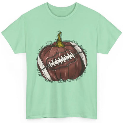 Football Pumpkin Tis The Season Fall Leaves Autumn Halloween Classic Unisex T-Shirt