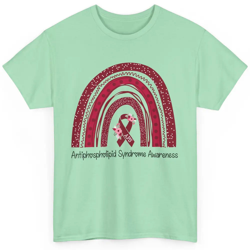 Antiphospholipid Syndrome Awareness APS Burgundy Rainbow Classic Unisex T-Shirt