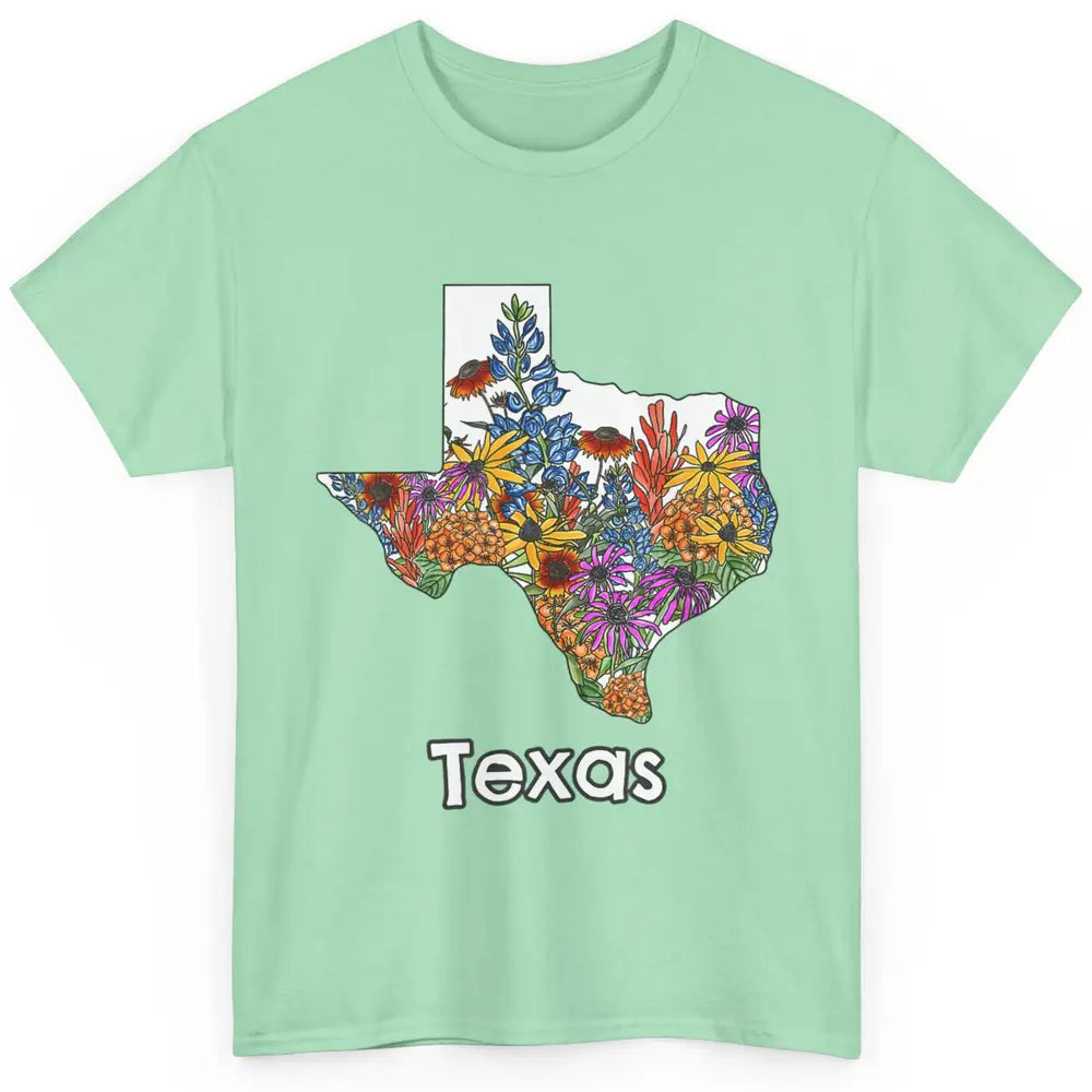 Texas Map Pride Wildflower Western Country Bluebonnet Flower Classic Unisex T-Shirt