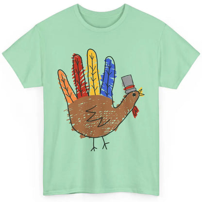 Thanksgiving Hand Turkey Funny Thanksgiving Teacher Thankful Classic Unisex T-Shirt