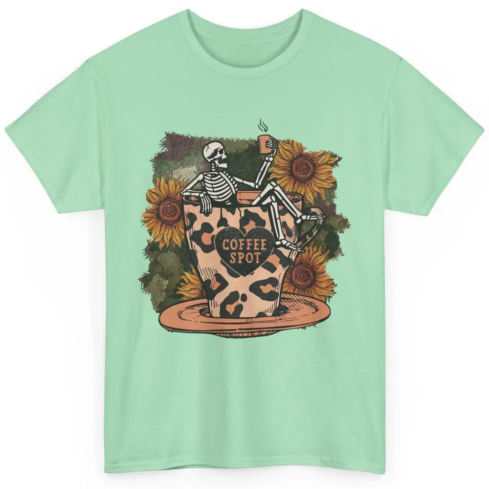 Sunflower Skeleton Dead Inside But Caffeinated Coffee Lovers Classic Unisex T-Shirt