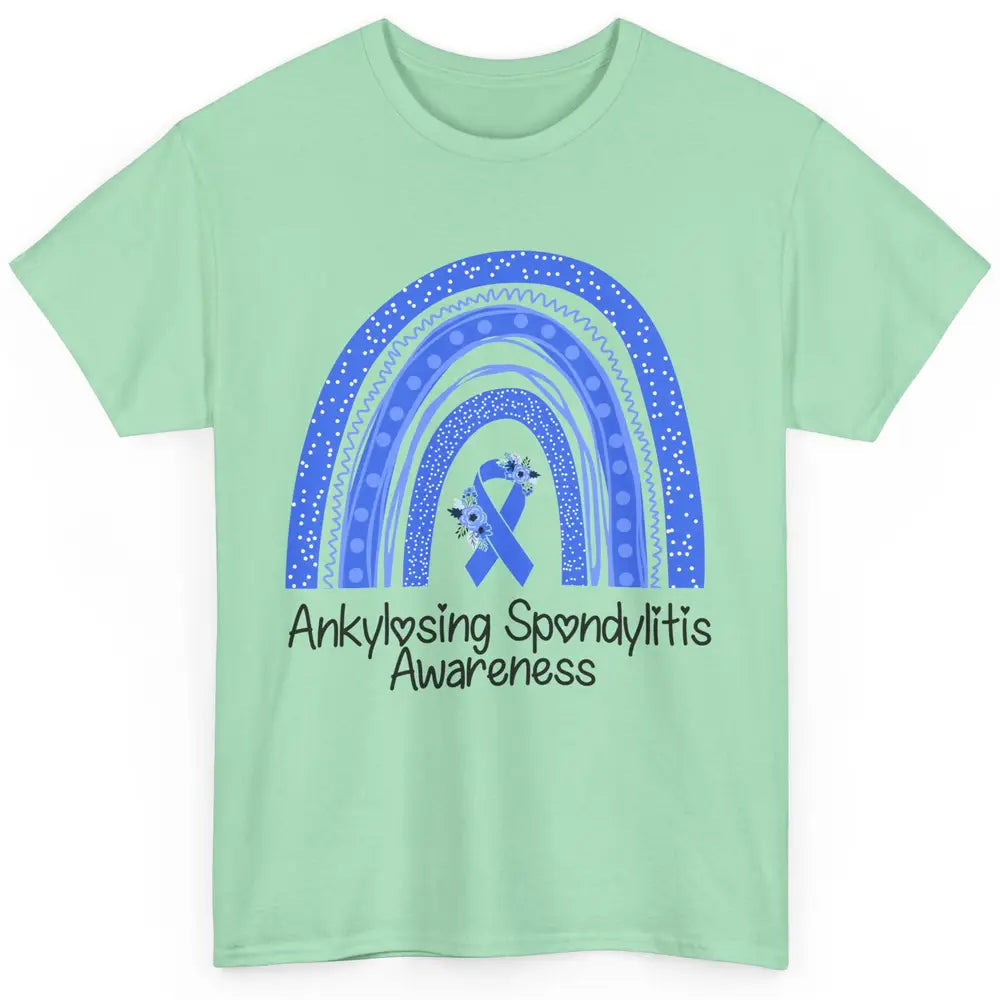 Ankylosing Spondylitis Awareness Support Floral Blue Rainbow Classic Unisex T-Shirt