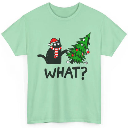 Funny Black Cat Christmas Light Santa What Christmas Costume Classic Unisex T-Shirt