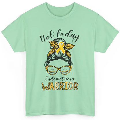 Endometriosis Awareness Leopard Messy Bun Not Today Warrior Classic Unisex T-Shirt