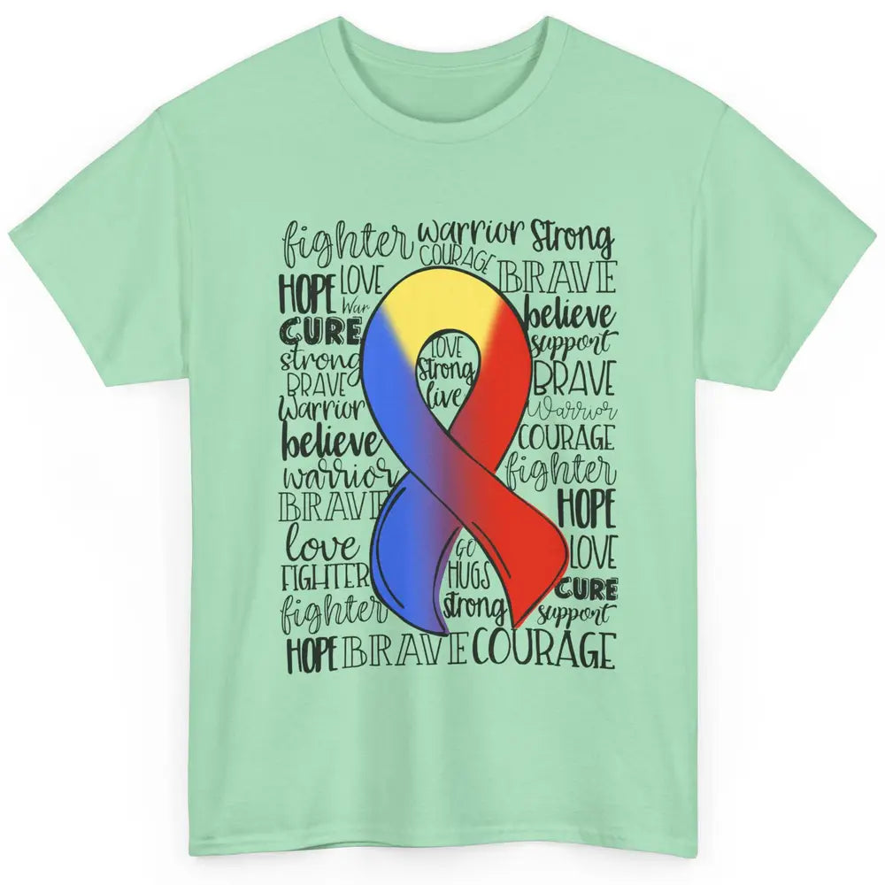 Thoracic Outlet Syndrome Awareness Blue Red Ribbon Hope Love Classic Unisex T-Shirt