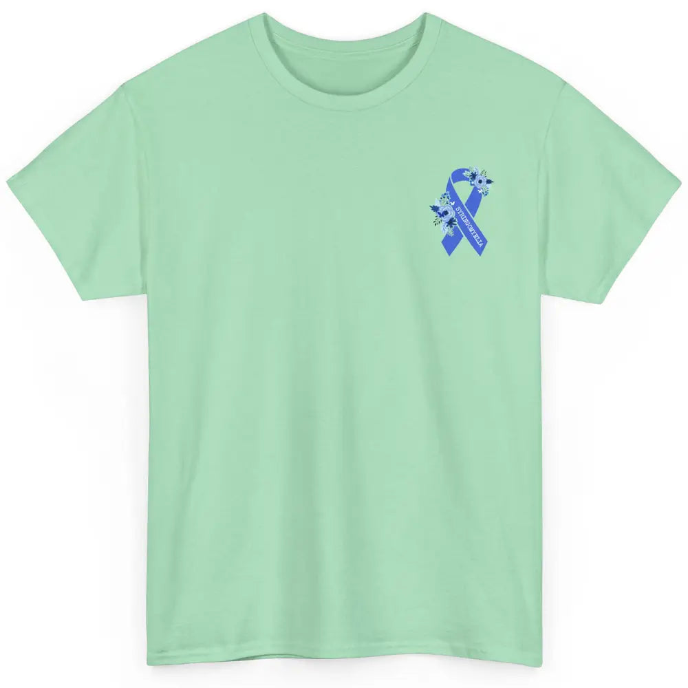 Syringomyelia Awareness Floral Blue Ribbon Rainbow Classic Unisex T-Shirt