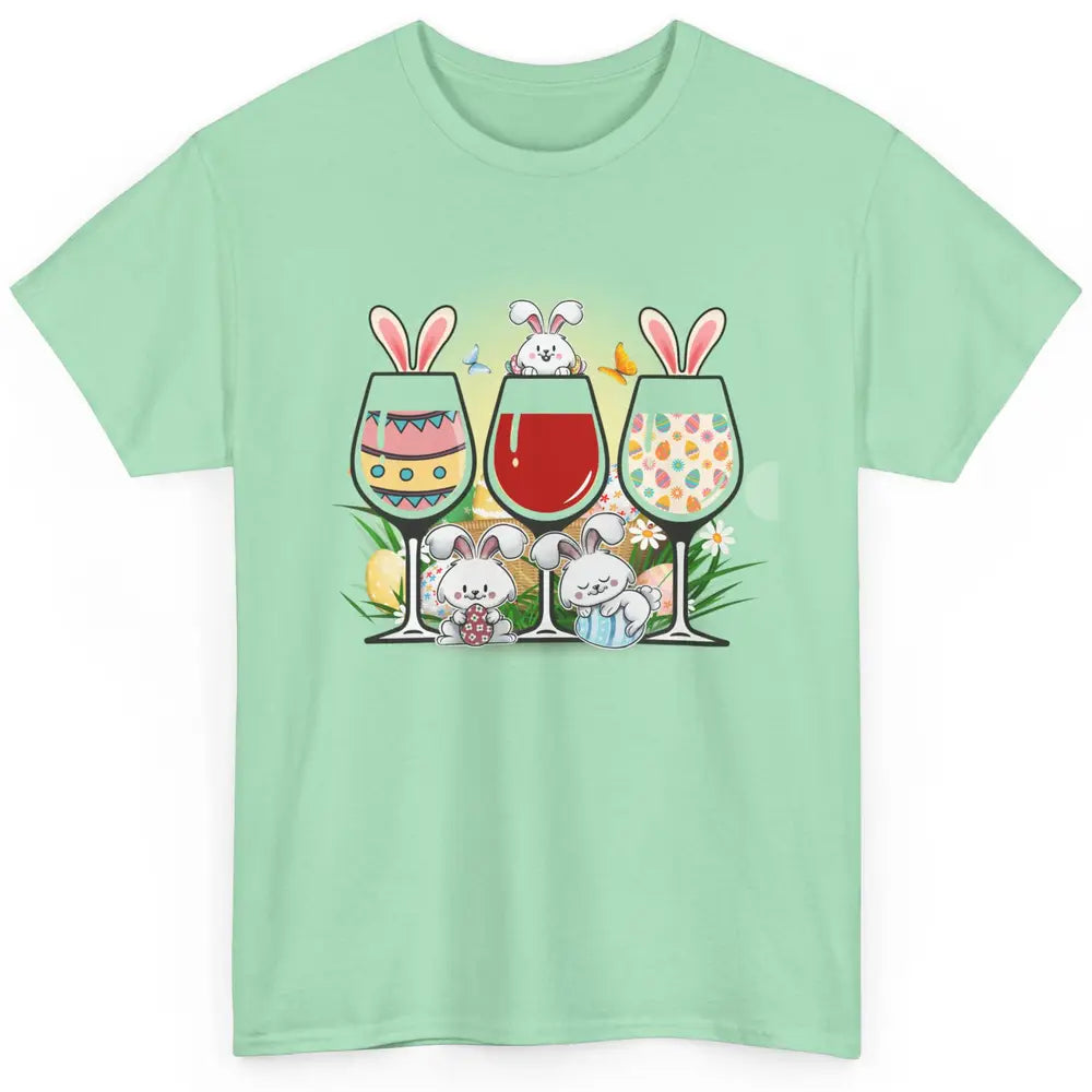 Floral Wine Glasses Easter Bunny Ears Rabbit Alcohol Egg God Classic Unisex T-Shirt