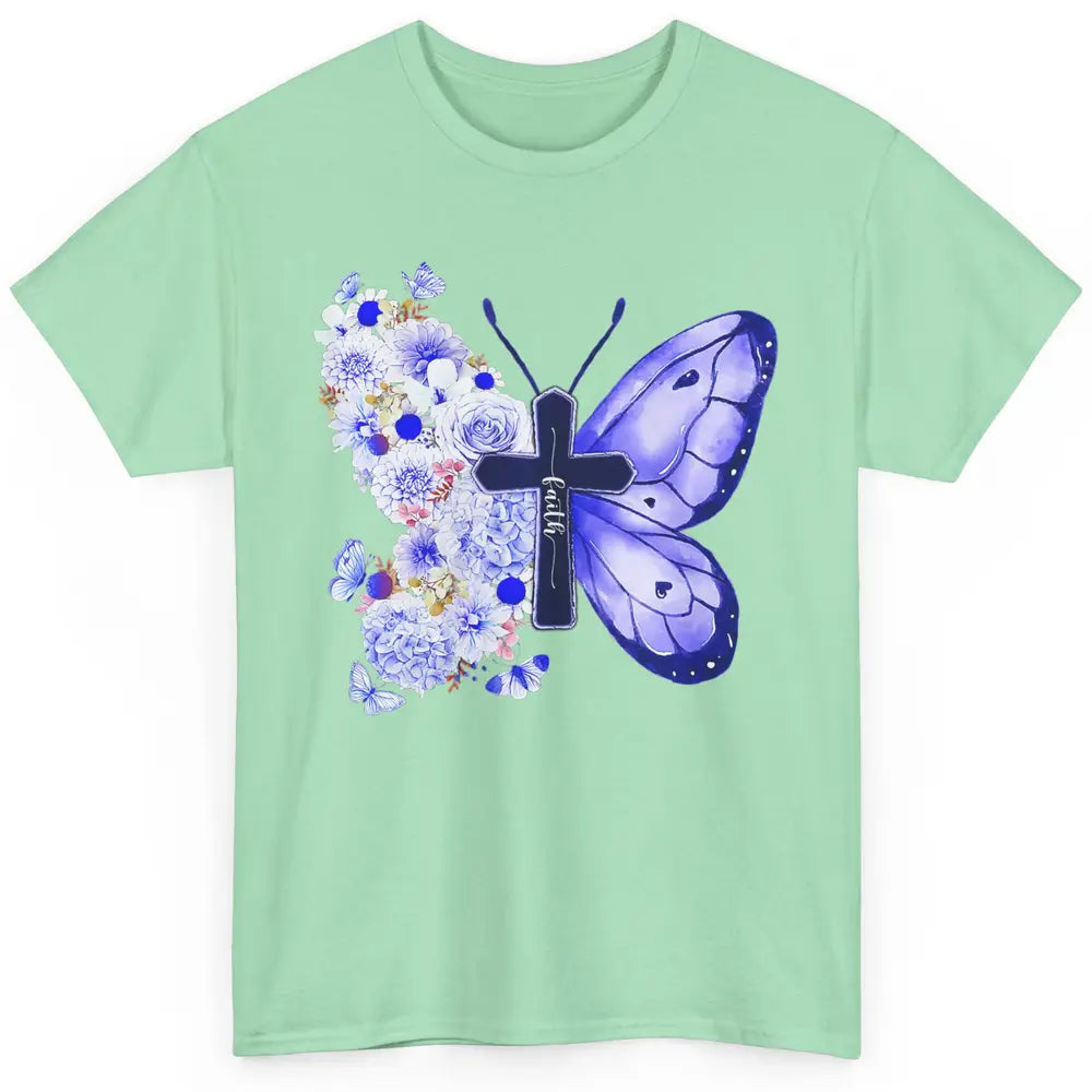 Butterfly Cross Faith Floral God Jesus Christian Bible Women Classic Unisex T-Shirt