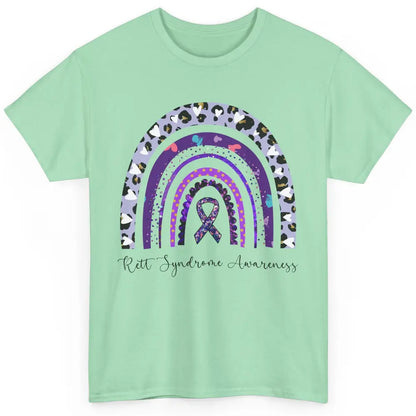 Cystic Fibrosis CF Awareness Leopard Purple Ribbon Rainbow Classic Unisex T-Shirt