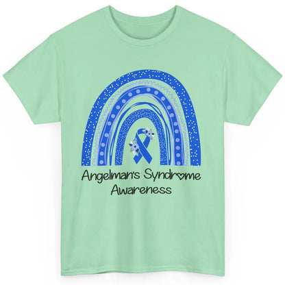 We Wear Blue Angelman's Syndrome Floral Blue Ribbon Rainbow Classic Unisex T-Shirt