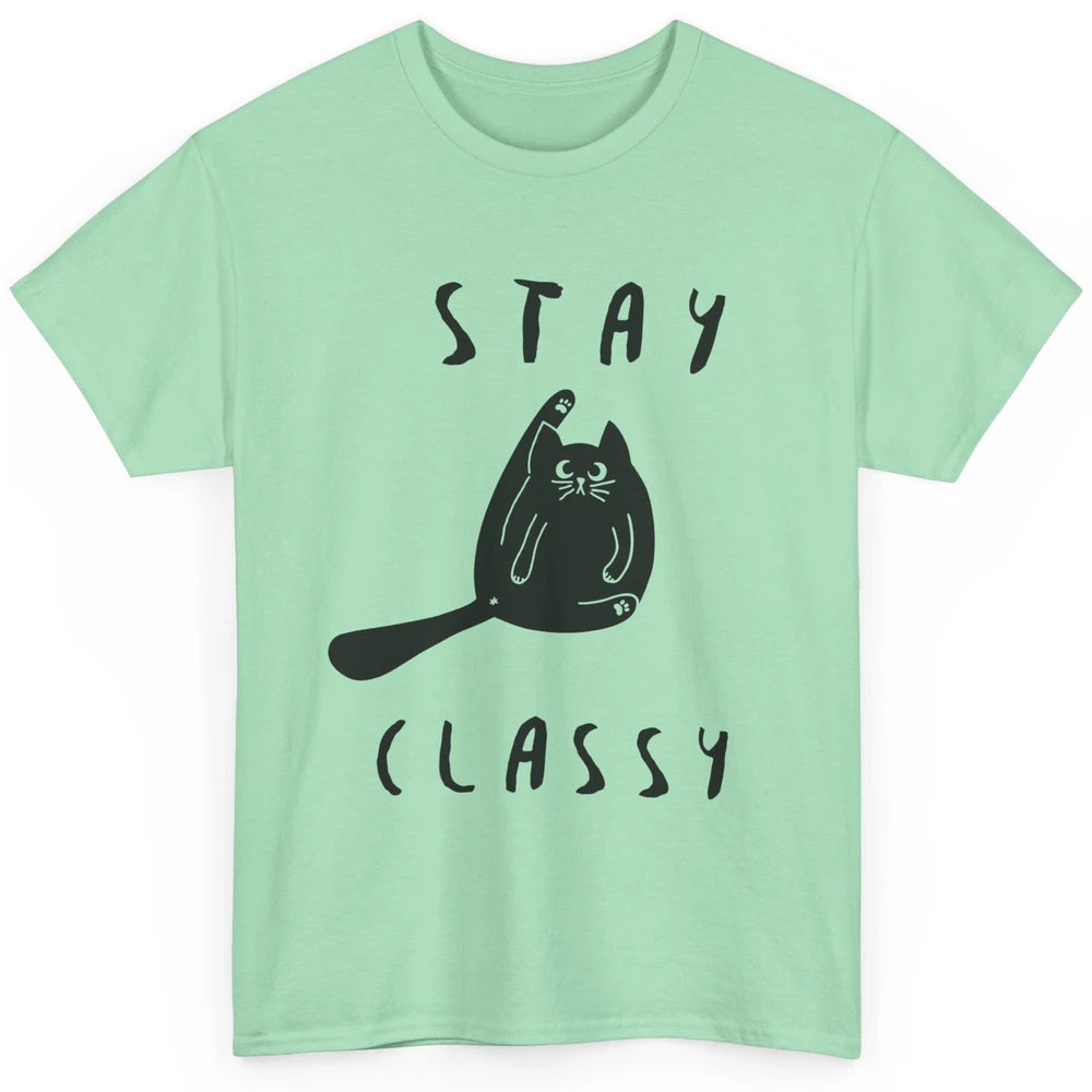 Funny Black Cat Stay Classy Cat Mom Sarcastic Cat Lady Gift Classic Unisex T-Shirt