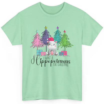 I Want A Hippopotamus For Christmas Tree Hippo Doodle Draw Classic Unisex T-Shirt