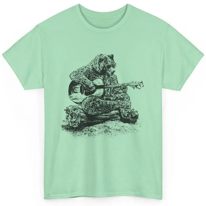 Funny Bear Playing Guitar Bear Guitarist Musician Bassist Classic Unisex T-Shirt