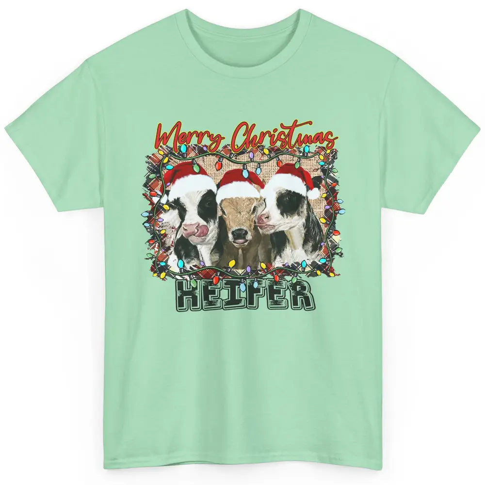 Funny Cow Merry Christmas Hanging With My Heifer Farmer Gift Classic Unisex T-Shirt