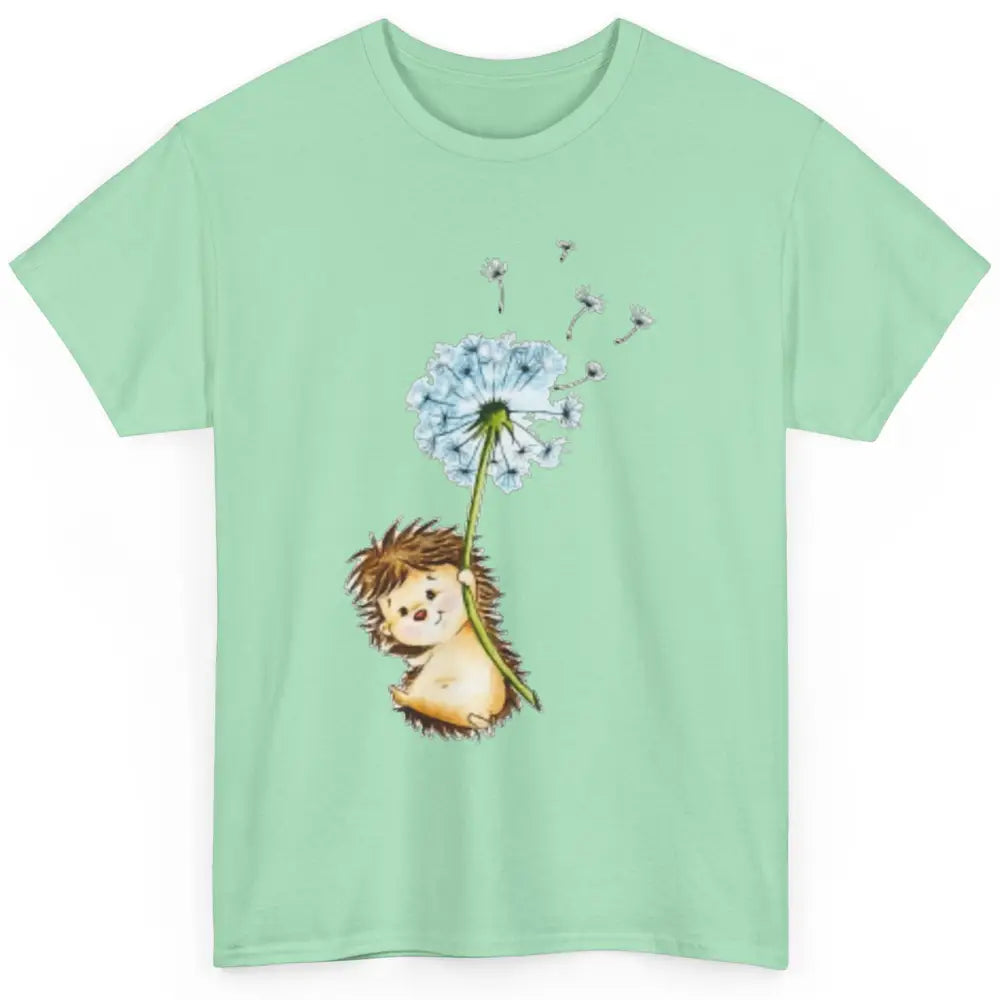 Cute Hedgehog Dandelion Watercolor Wild Animal Flower Retro Classic Unisex T-Shirt