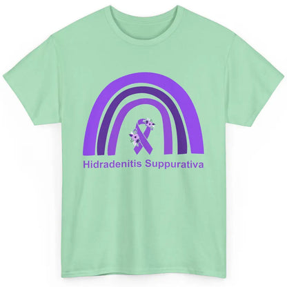 Small Fiber Neuropathy Awareness Floral Purple Rainbow Classic Unisex T-Shirt