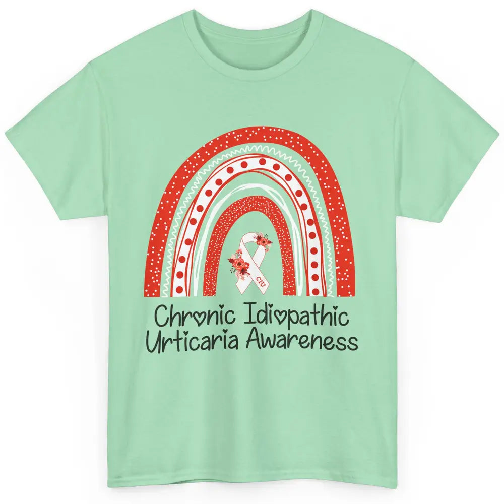 Chronic Idiopathic Urticaria CIU Red White Ribbon Rainbow Classic Unisex T-Shirt