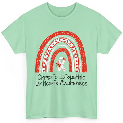 Chronic Idiopathic Urticaria CIU Red White Ribbon Rainbow Classic Unisex T-Shirt