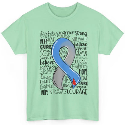 Diabetes Awareness Blue And Gray Ribbon Strong Brave Hope Classic Unisex T-Shirt