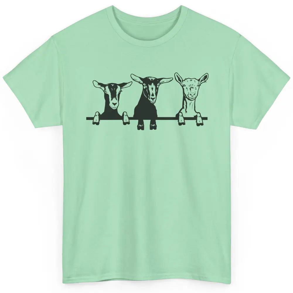 Cute Goats Farm Funny Face Farming Animal Mate Woman Men Classic Unisex T-Shirt