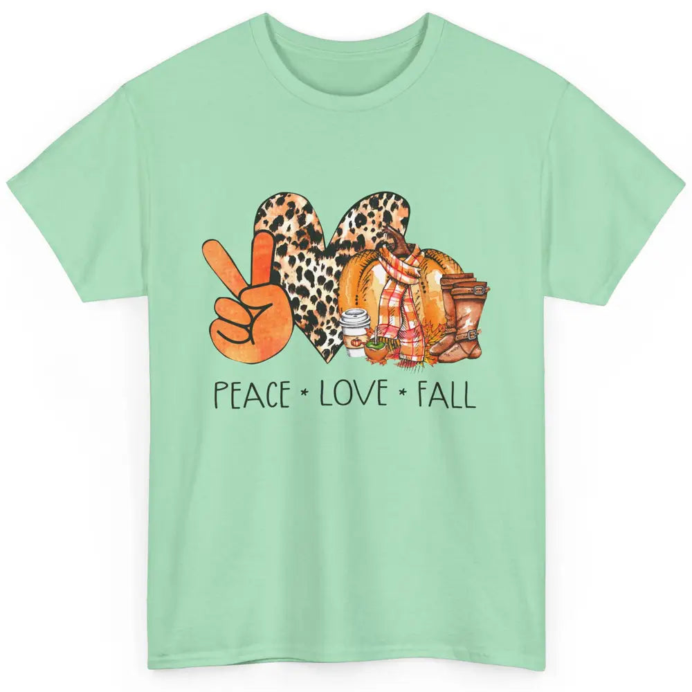 Peace Love Fall Pumpkin Spice Fall Halloween Thanksgiving Classic Unisex T-Shirt