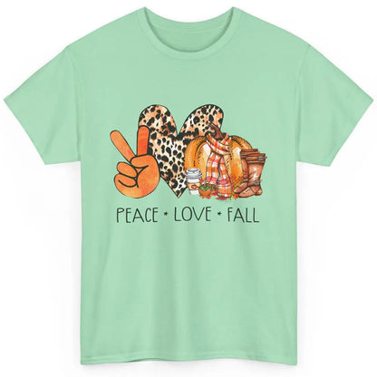 Peace Love Fall Pumpkin Spice Fall Halloween Thanksgiving Classic Unisex T-Shirt