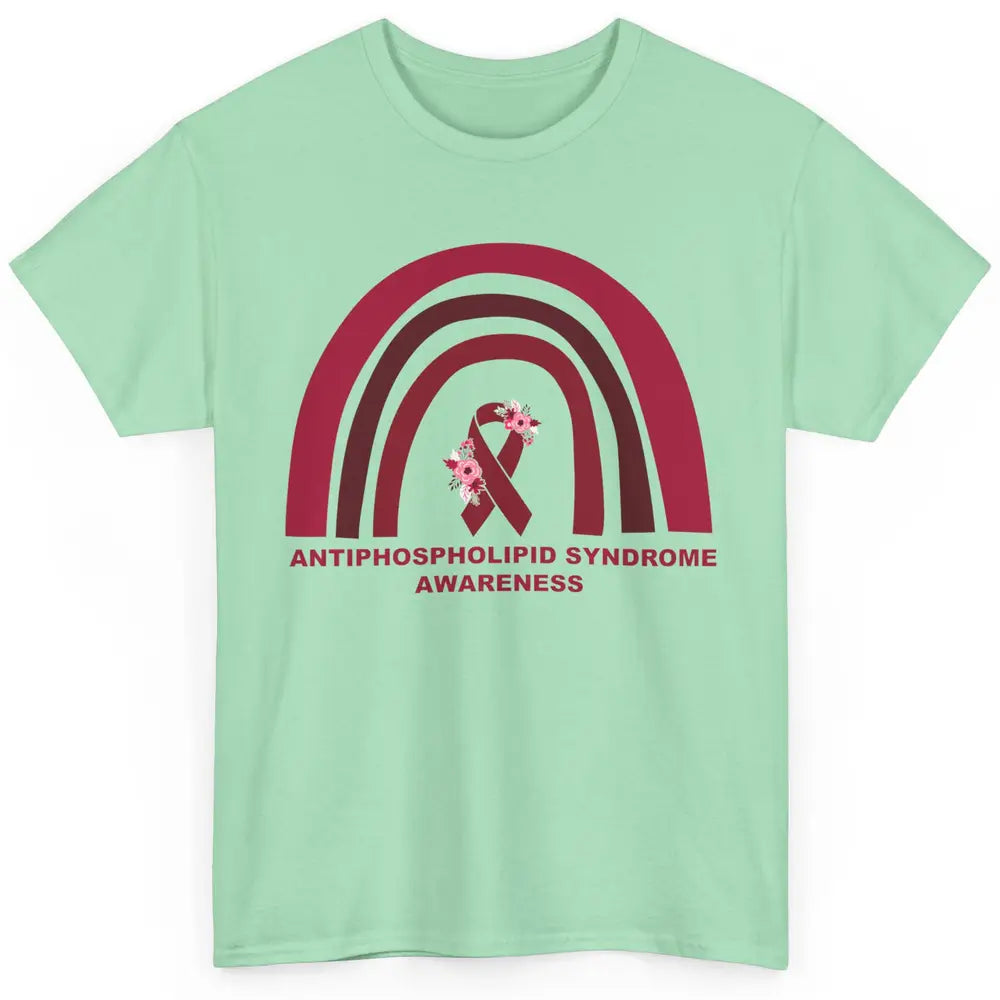 Antiphospholipid Syndrome Awareness APS Burgundy Rainbow Classic Unisex T-Shirt