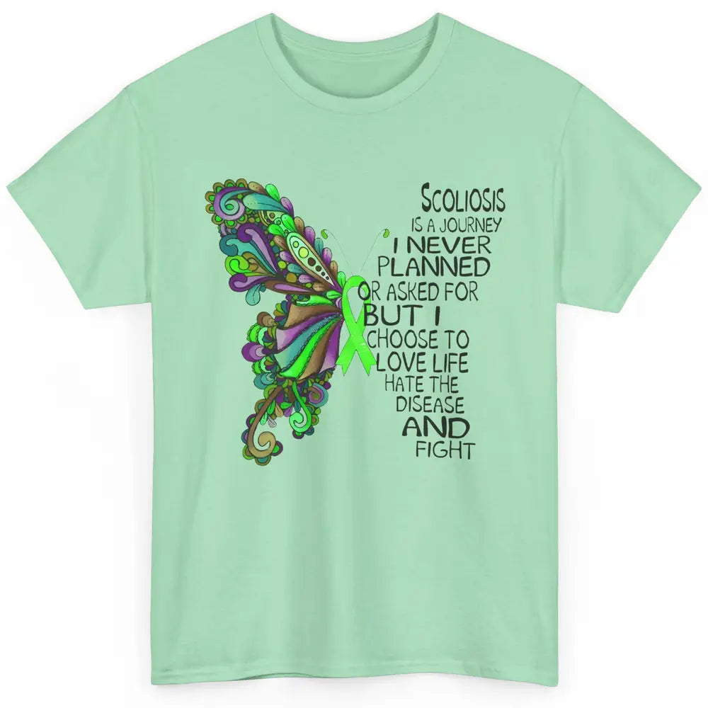 Scoliosis Is A Journey Scoliosis Awareness Butterfly Ribbon Classic Unisex T-Shirt