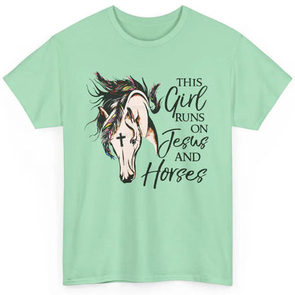 Christian This Girl Runs On Jesus And Horses Western Cowgirl Classic Unisex T-Shirt