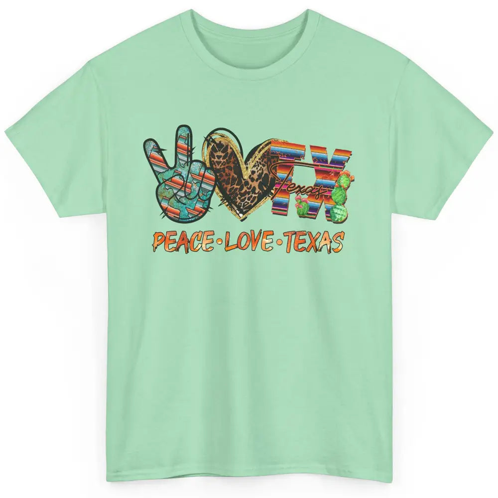 Retro Peace Love Texas Leopard Western Country Desert Cactus Classic Unisex T-Shirt