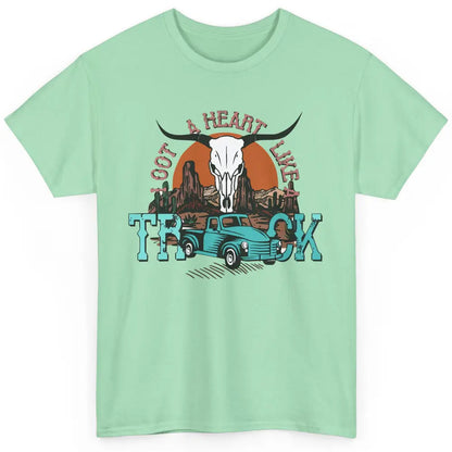 Boho Bull Skull I Got A Heart Like A Truck Western Country Classic Unisex T-Shirt