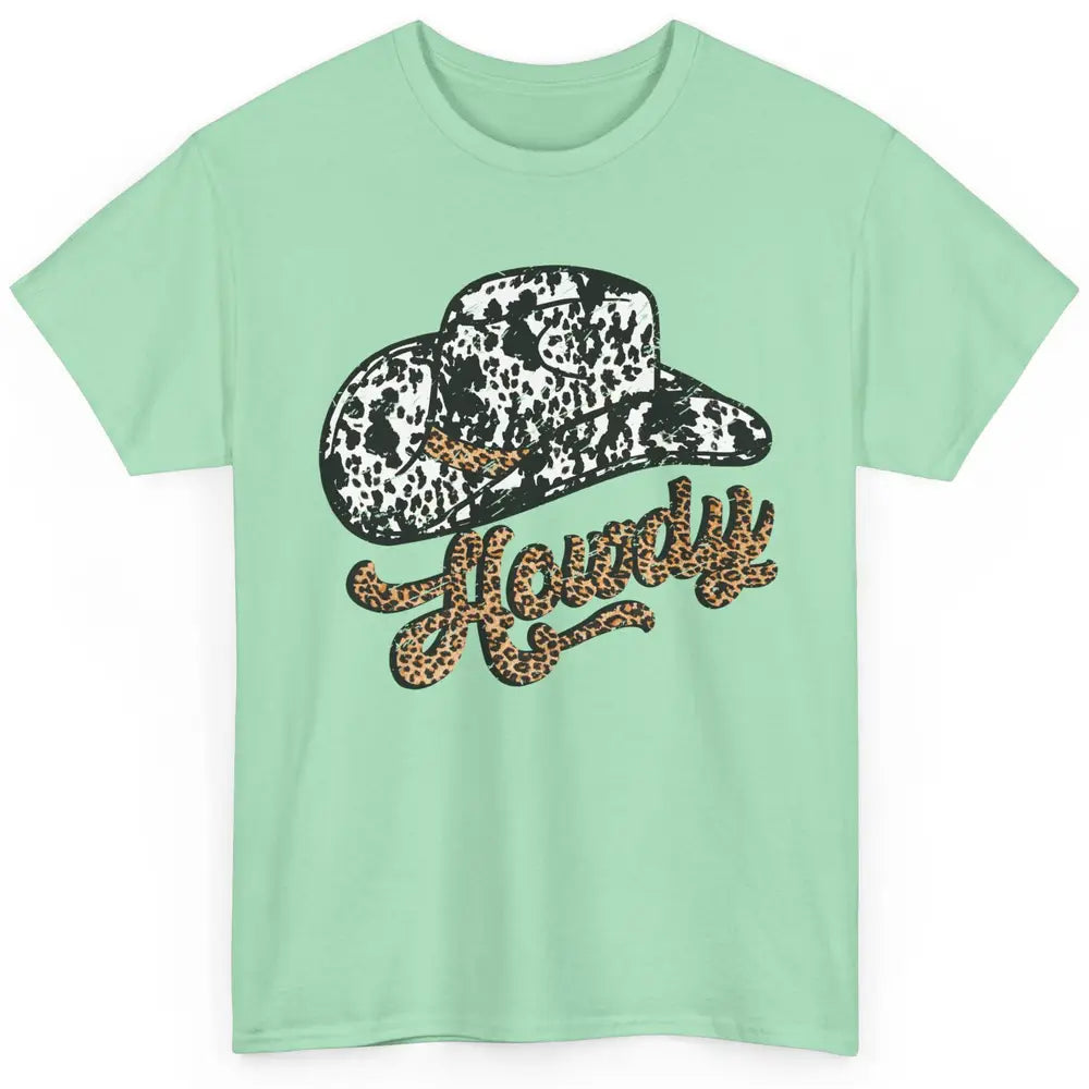 Vintage Leopard Cowboy Hat Howdy Western Country Cowgirls Classic Unisex T-Shirt