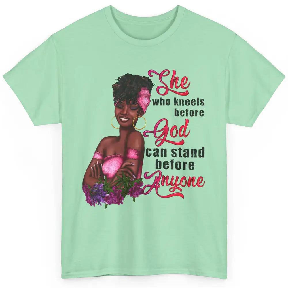 Black Girl She Who Kneels Before God Christian Afro Women Classic Unisex T-Shirt