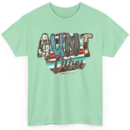 Aunt Vibes Cowhide Leopard Turquoise Western Country Auntie Classic Unisex T-Shirt