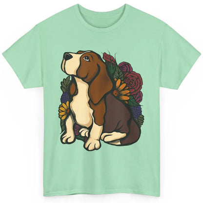 Cute Beagle Dog Floral Dog Mom Life Watercolor Wildflowers Classic Unisex T-Shirt