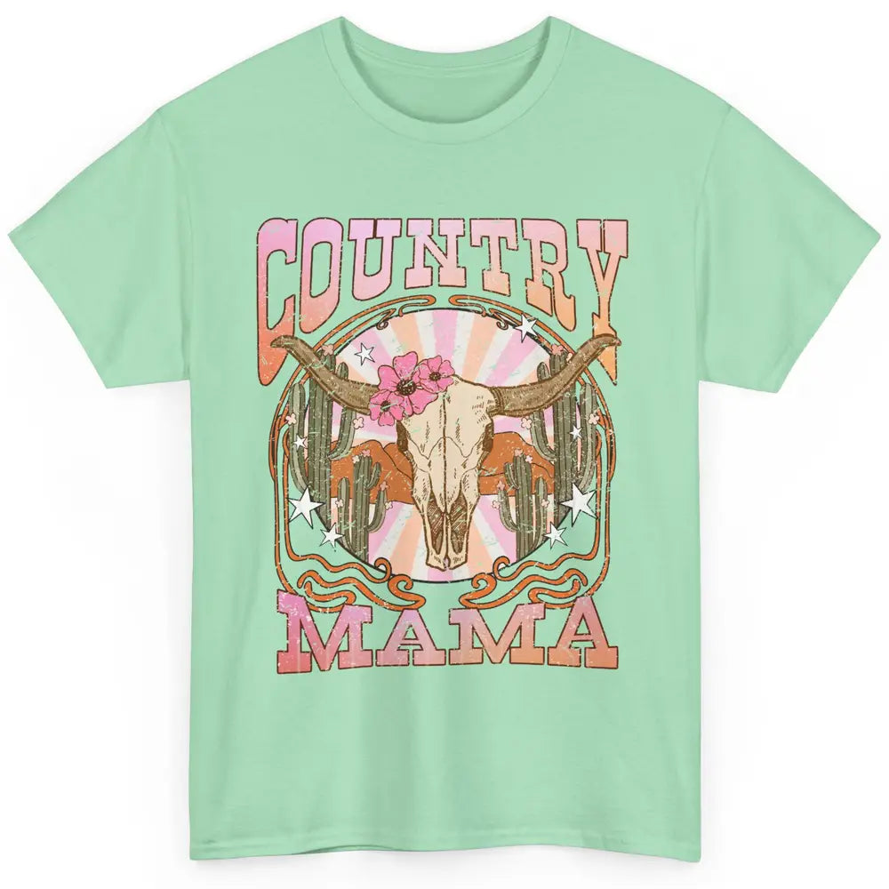 Desert Boho Bull Skull Country Mama Western Country Cowgirl Classic Unisex T-Shirt